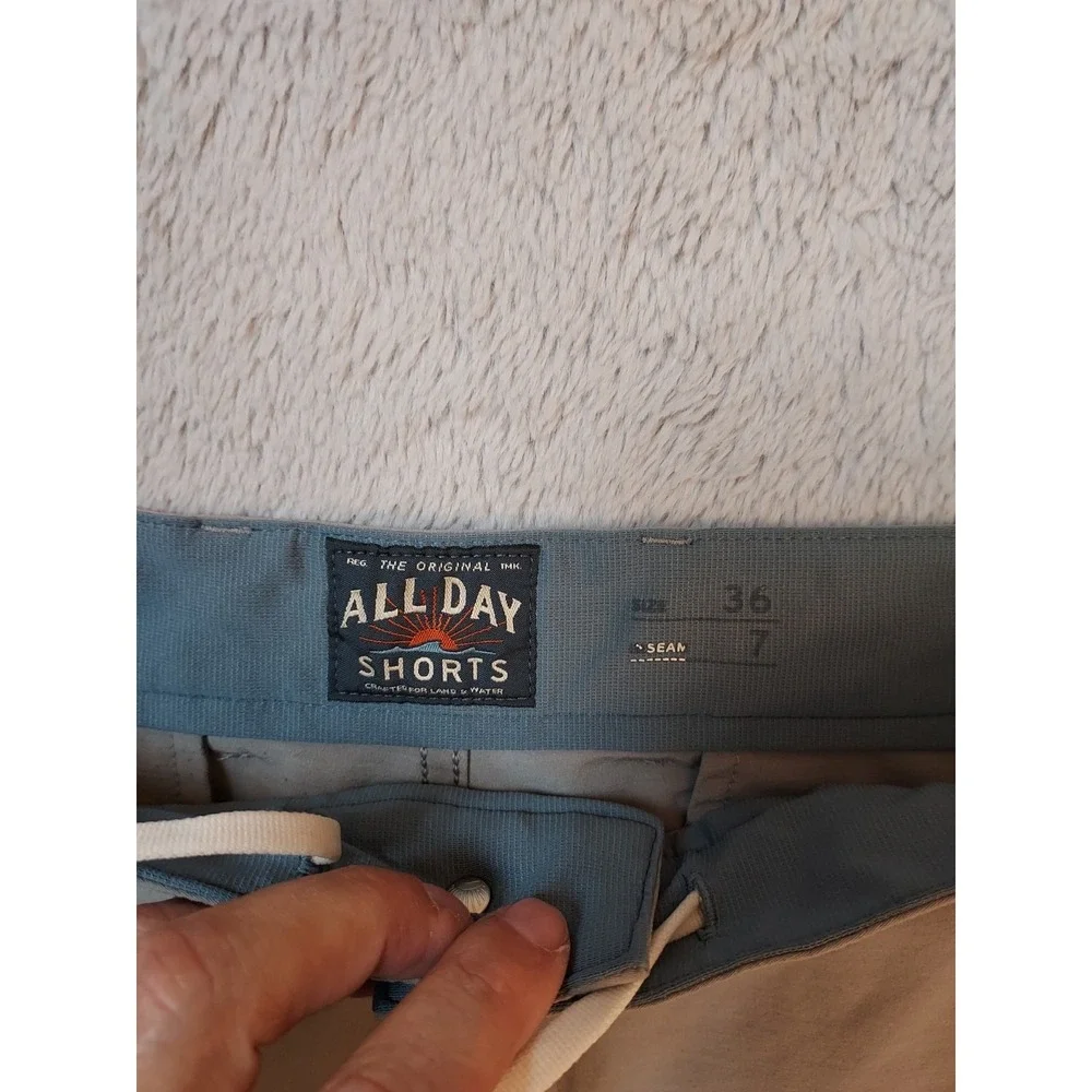 Faherty All Day Shorts Mens 36 Chino Casual Preppy Drawstring Beach Outdoor Gray